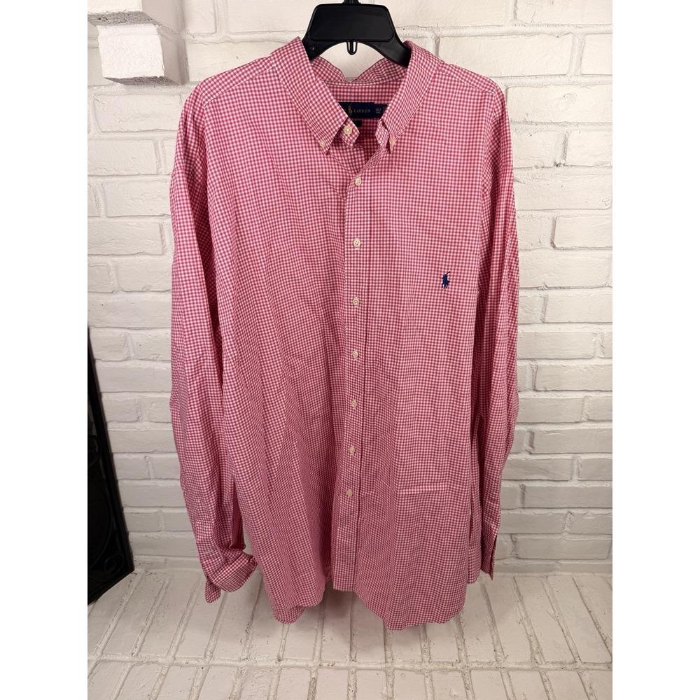 Preppy Ralph Lauren 3XLT Tall Pink Gingham Classic Fit Button Down Shirt